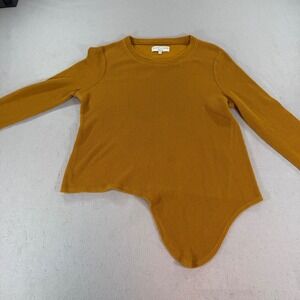 Madewell Texture & Thread Ribbed Asymmetrical Top Mustard M